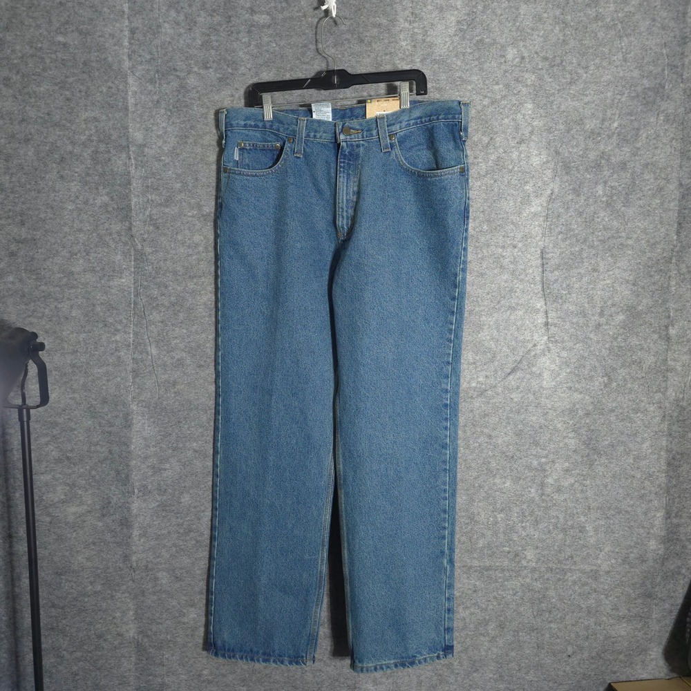 Carhartt B460 LVB Jeans Mens 38x32 Blue Relaxed Fit Straight Leg Workwear Denim